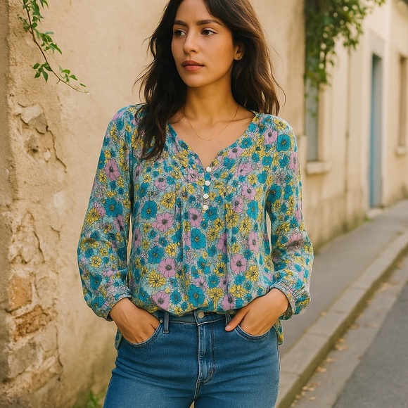 NWT Jane + Delancey Floral Blouse S - Picture 1 of 14